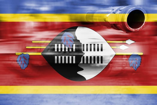 military strength theme,motion blur tank with swaziland flag