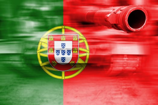 military strength theme,motion blur tank with portugal flag