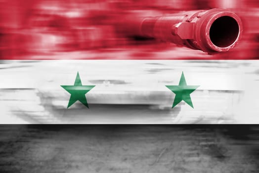 military strength theme,motion blur tank with syria flag