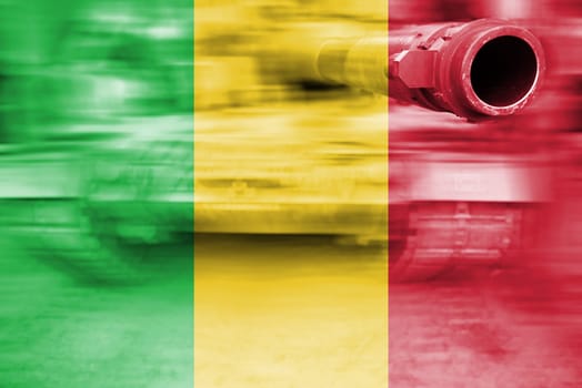 military strength theme,motion blur tank with mali flag