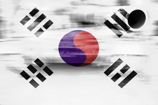 military strength theme,motion blur tank with republic of korea flag