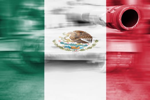 military strength theme,motion blur tank with mexico flag