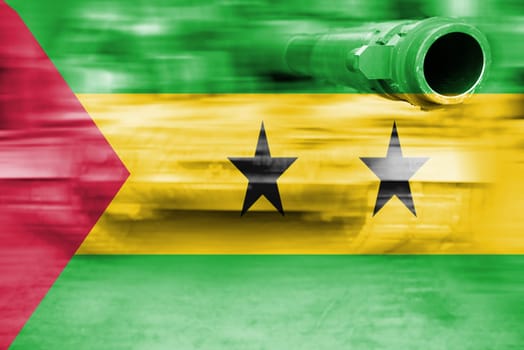 military strength theme,motion blur tank with sao tome & principe flag