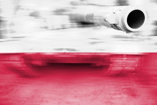 military strength theme,motion blur tank with poland flag