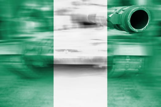 military strength theme,motion blur tank with nigeria flag