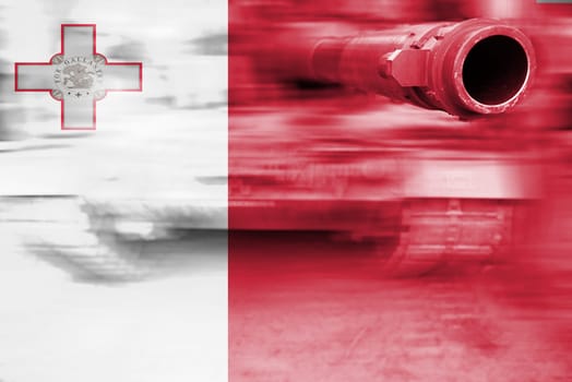 military strength theme,motion blur tank with malta flag