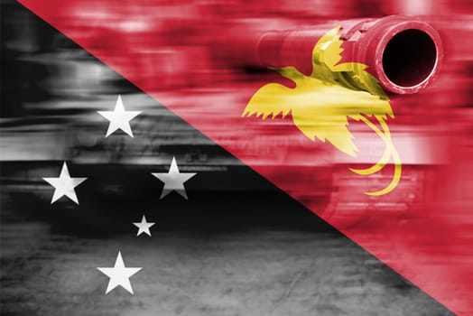 military strength theme,motion blur tank with papua new guinea flag