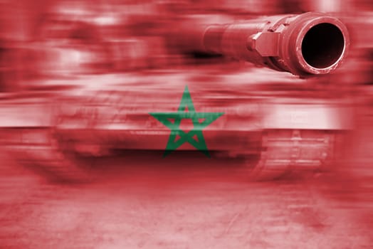 military strength theme,motion blur tank with morocco flag