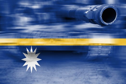military strength theme,motion blur tank with nauru flag