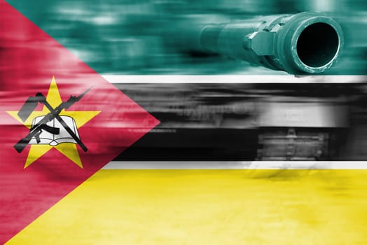 military strength theme,motion blur tank with mozambique flag
