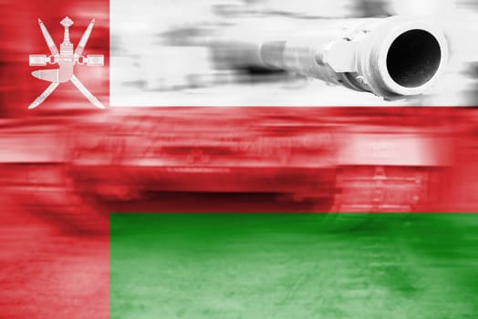 military strength theme,motion blur tank with oman flag