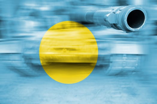military strength theme,motion blur tank with palau flag