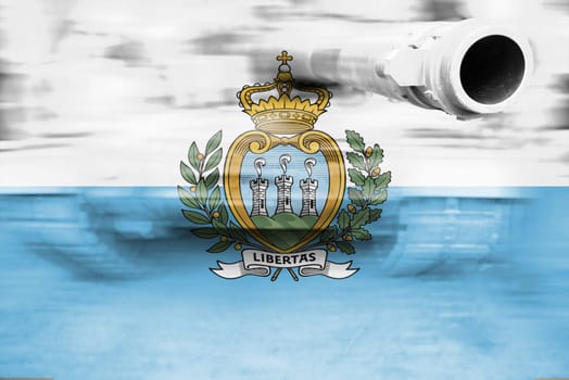 military strength theme,motion blur tank with san marino flag