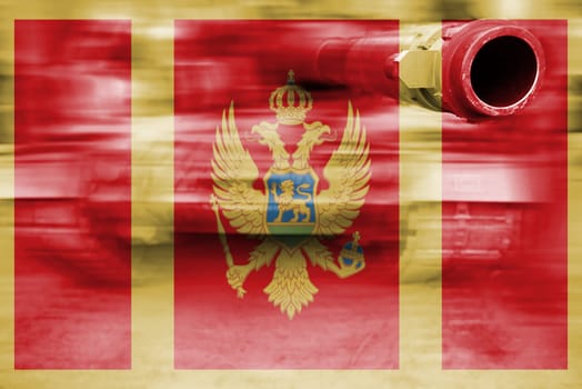 military strength theme,motion blur tank with montenegro flag