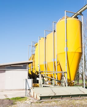 Silos for a chicken farm. Agricultural tank for the storage of feed