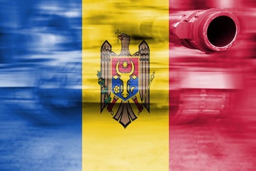 military strength theme,motion blur tank with republic of moldova flag