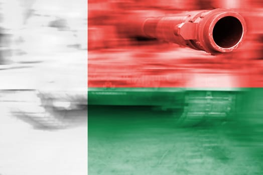 military strength theme,motion blur tank with madagascar flag