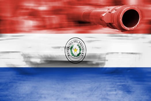 military strength theme,motion blur tank with paraguay flag