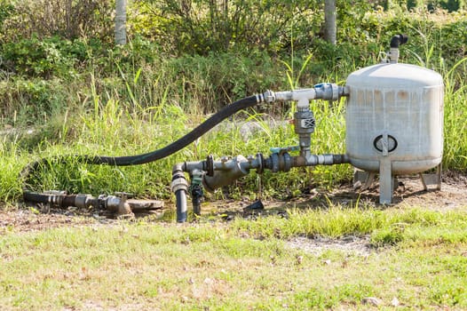 System for pumping irrigation water for agriculture with expansion tank