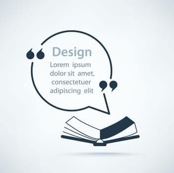 Square bubble - template for the quotes from the book, vector illustration.