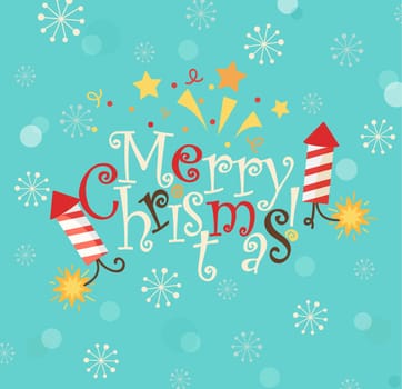 Lettering - merry Christmas in flat style. Vector illustration.
