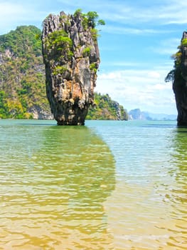 The James Bond island at the Phang Nga National Park in Thailand