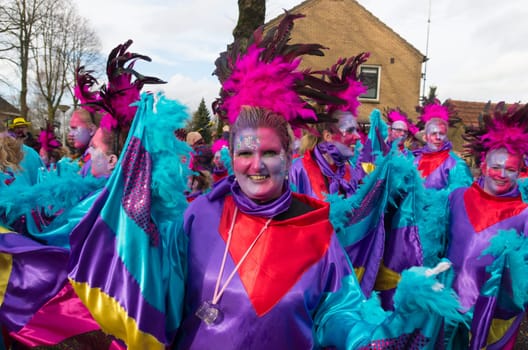 OLDENZAAL, NETHERLANDS - FEBRUARY 7, 2016: Unknown person in funny carnival dress during the annual carnival parade