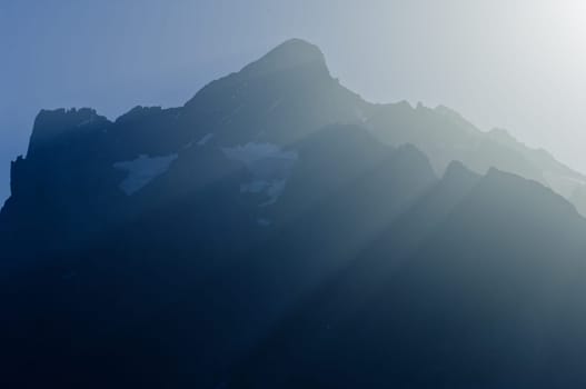 Swiss Alps - snow capped mountains and deep valleys, stunning view, breath-taking panorama