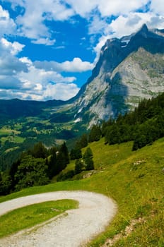 Swiss Alps - snow capped mountains and deep valleys, stunning view, breath-taking panorama