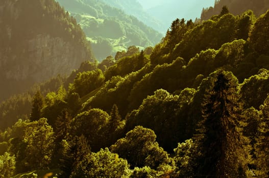 Swiss Alps - snow capped mountains and deep valleys, stunning view, breath-taking panorama