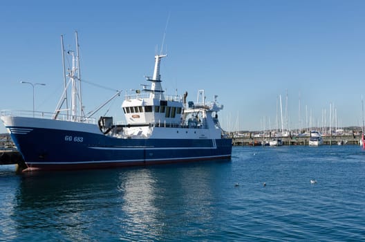 one big fishing boat in Gothenburg harbour ready to go out and fish