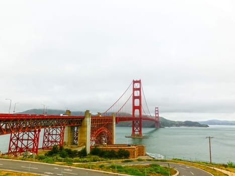 The gate bridge over sea in a fog in San Francisco
