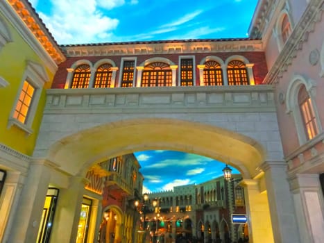 Las Vegas, United States of America - May 06, 2016: The Venetian Resort Hotel and Casino in Las Vegas. The resort opened on May 3, 1999 with flutter of white doves, sounding trumpets, singing gondoliers actress Sophia Loren