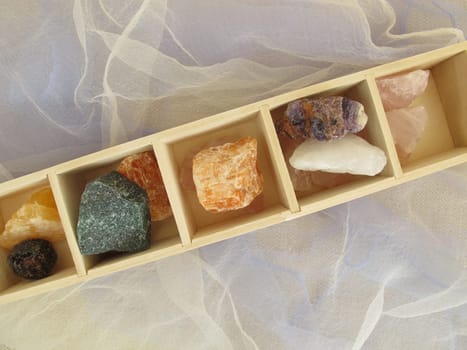 Health stones in a wooden box