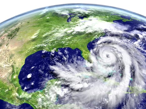 Massive hurricane Matthew approaching Florida, USA. 3D illustration. Elements of this image furnished by NASA