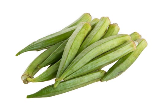 fresh okra isolated on a white background