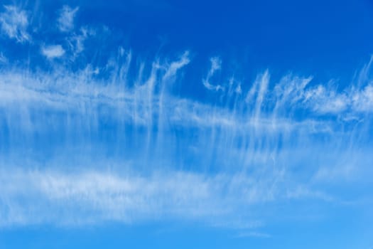 Bright blue sky with white fluffy clouds