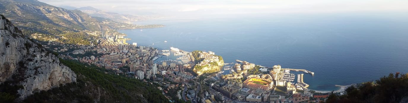 Beautiful Panoramic View of the Principality of Monaco and the Mediterranean Sea