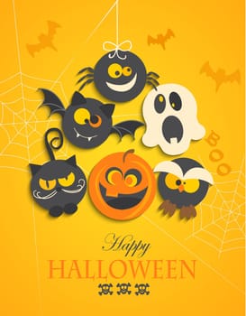 Poster, banner or background for Halloween Party Night, vector illustration.