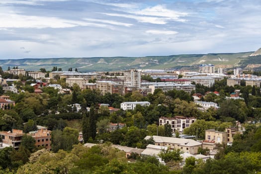 View of the city with mountains on background