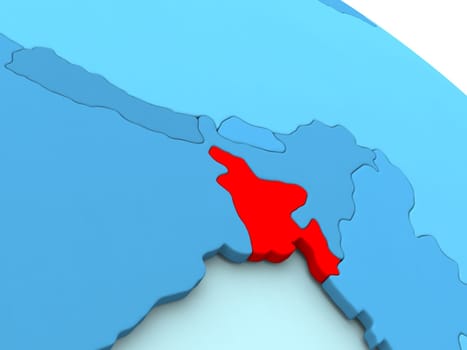 3D illustration of Bangladesh highlighted in red color on blue globe