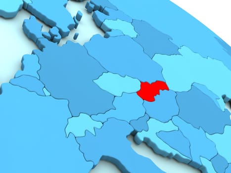 3D illustration of Slovakia highlighted in red color on blue globe