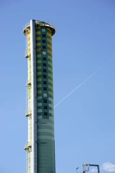 The chimneys and industrial buildings of a power plant.