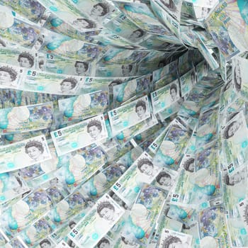 Money vortex of 5 pound banknotes