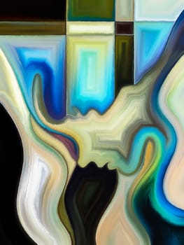 Inner Dialog series. Artistic abstraction composed of human profiles and vivid paint shapes on the subject emotions, relationships, human drama, spirituality and design