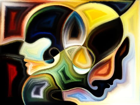 Inner Dialog series. Composition of  human profiles and vivid paint shapes for projects on emotions, relationships, human drama, spirituality and design