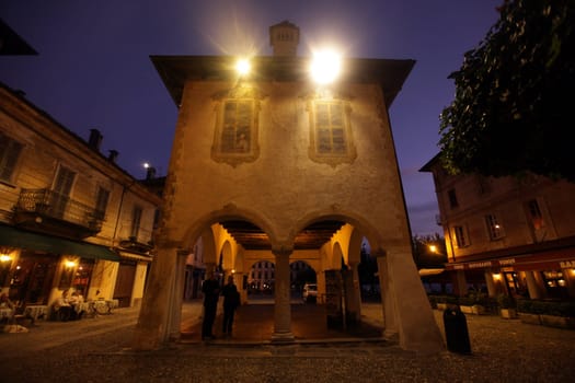 The Square in the Fishingvillage of Orta on the Lake Orta in the Lombardia in north Italy.
