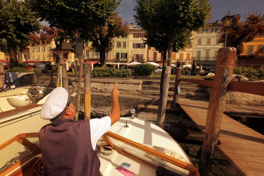 The Square in the Fishingvillage of Orta on the Lake Orta in the Lombardia in north Italy.
