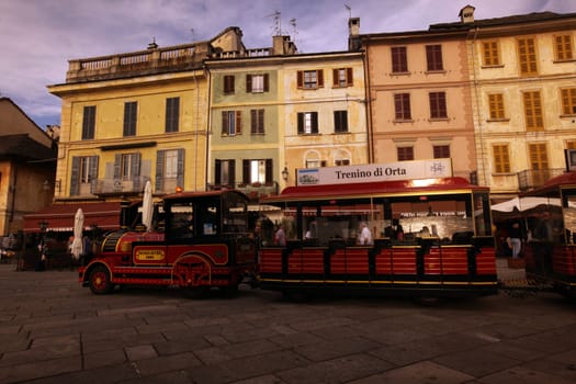 The Square in the Fishingvillage of Orta on the Lake Orta in the Lombardia in north Italy.