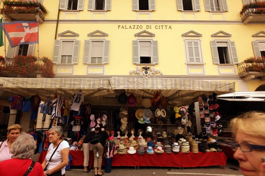 The Market in the town of Pallanza near to Verbania on the Lago maggiore in the Lombardia  in north Italy.